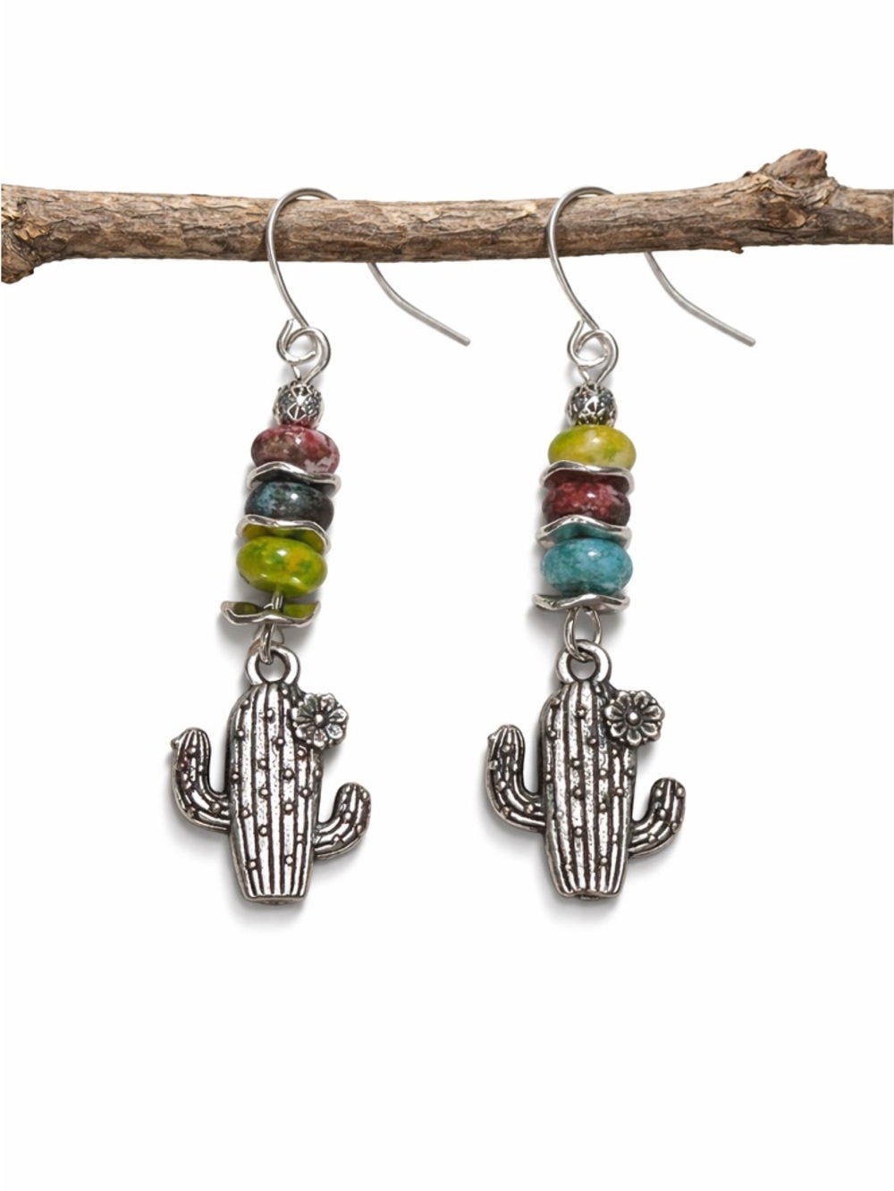 Southwestern Cactus Earrings • Artisan Boho Dangles